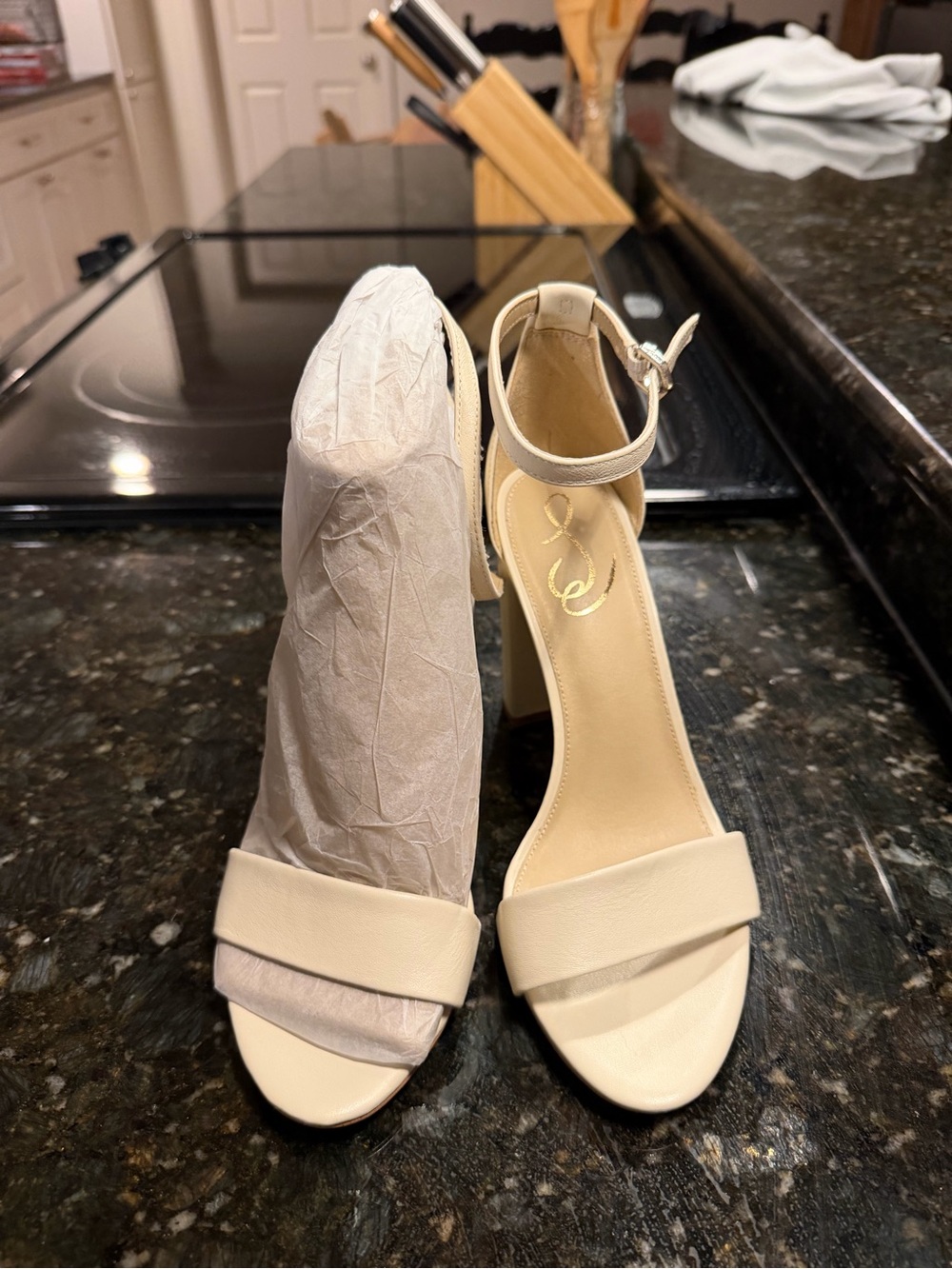 Sam Edelman Women’s Daniella Strappy High Heel Sandal - White Leather
